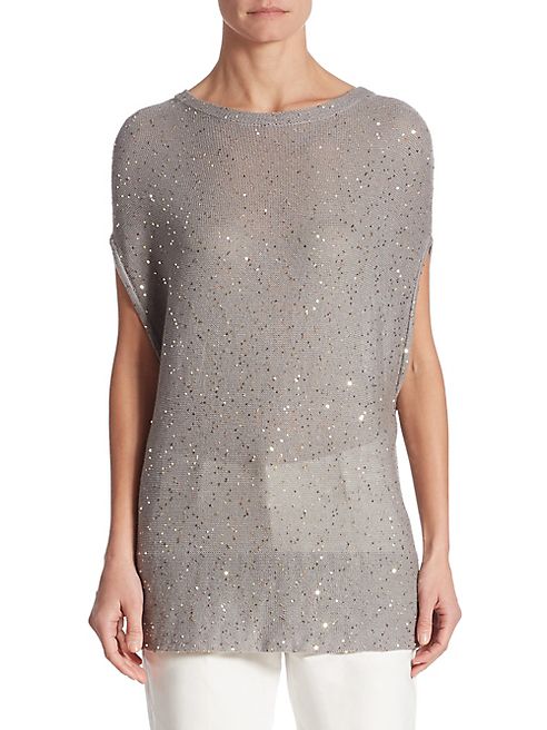 Brunello Cucinelli - Sequin Silk-Blend Top