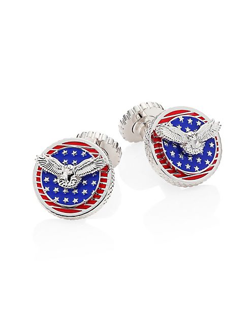 Tateossian - Rotating Flags Rhodium-Plated Cufflinks