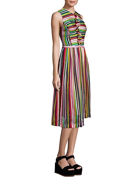 NO. 21 - Multi-Hued Ruffle Silk Dress