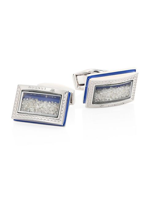 Tateossian - Signature Diamond Dust Rhodium-Plated Brass Cuff Links