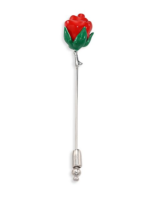 Tateossian - Lapel Wear Rhodium-Plated Brass Rose Pin