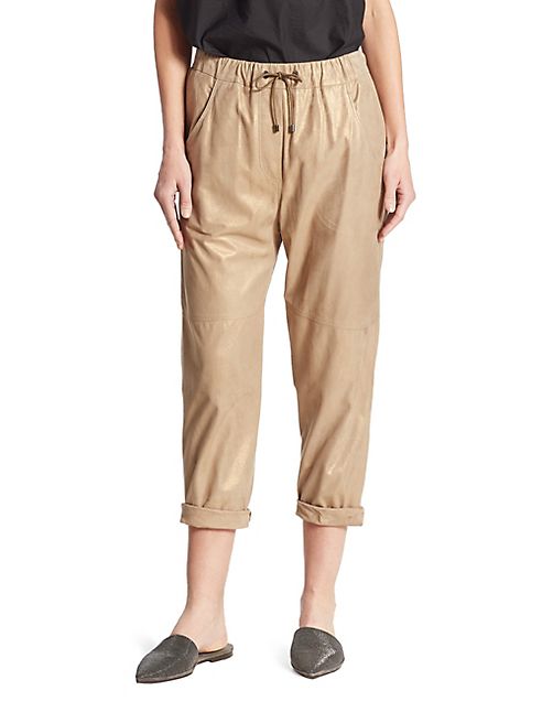 Brunello Cucinelli - Leather Jogger Pants