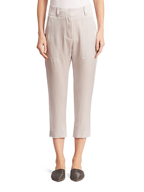 Brunello Cucinelli - Satin Cropped Pants