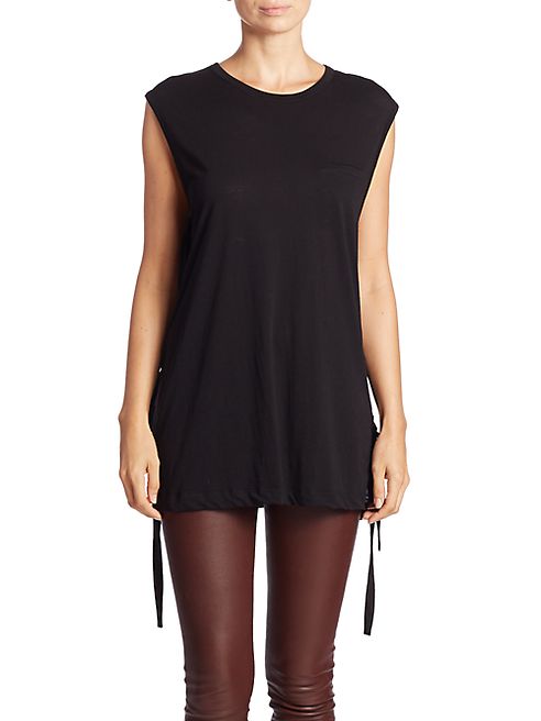 Helmut Lang - Side-Tie Cotton Cashmere Blend Top