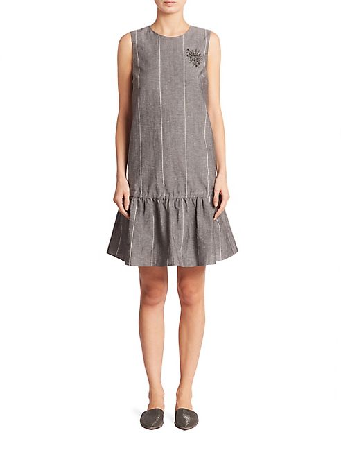 Brunello Cucinelli - Pinstripe Peplum Dress