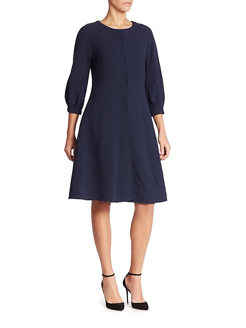 Armani Collezioni - Blouson-Sleeve Wool A-Line Dress