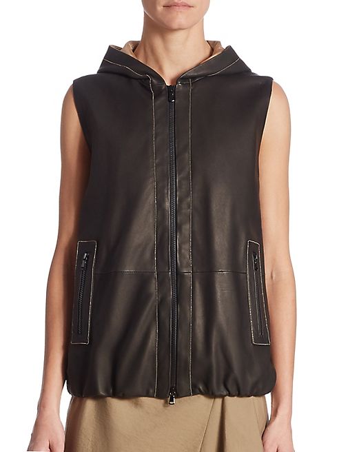 Brunello Cucinelli - Leather Hooded Vest