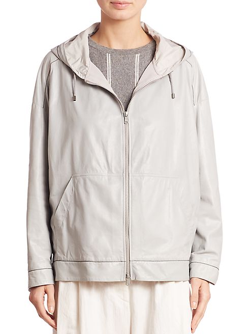 Brunello Cucinelli - Leather Hooded Jacket