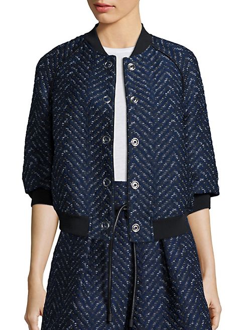 3.1 Phillip Lim - Chevron Cloque Bomber Jacket