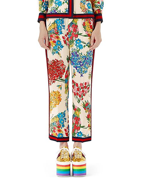 Gucci - Corsage Print Silk Pajama Pants