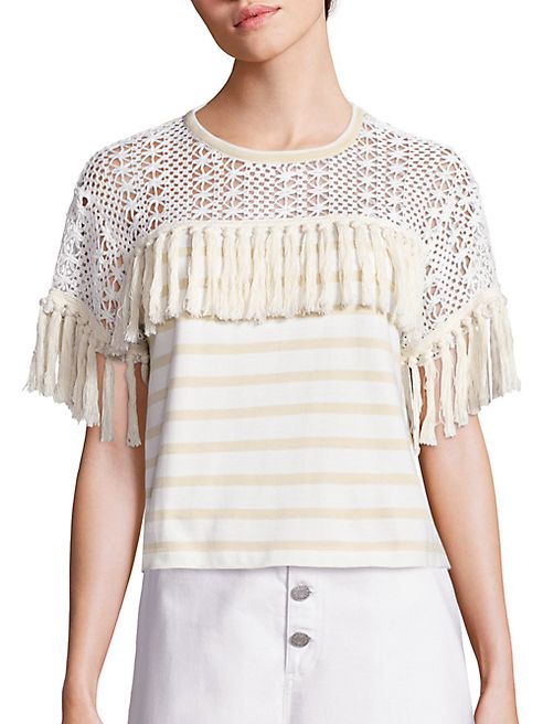 See by Chloé - Striped Fringed Jersey Top