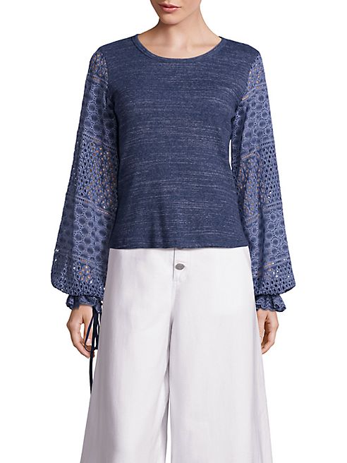 See by Chloé - Cotton & Silk Eyelet Sleeve Top