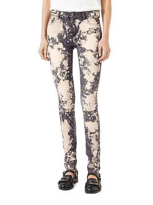 Gucci - Embroidered Stretch Denim Skinny Pants