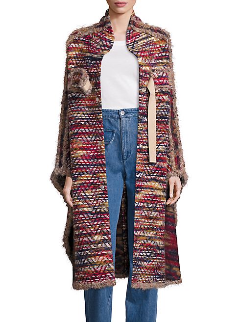 See by Chloé - Boucle-Trim Tweed Coat