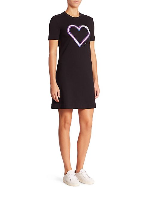 Carven - Cotton Heart Graphic T-Shirt Dress