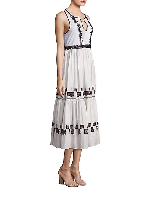 SUNO - Embroidered Cotton Leaf Gown