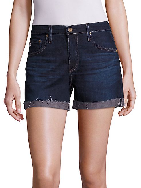 AG - Hailey Medium Wash Roll-Up Shorts