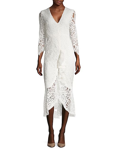 Alexis - Nadege Ruffle Lace Midi Dress