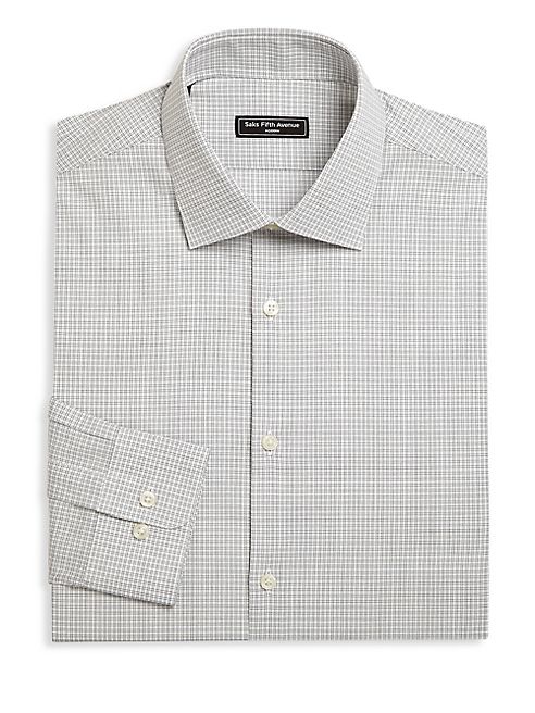 Saks Fifth Avenue Collection - Modern Regular-Fit Grid Dress Shirt