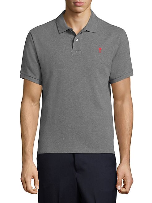 AMI - Heathered Heart Embroidered Polo