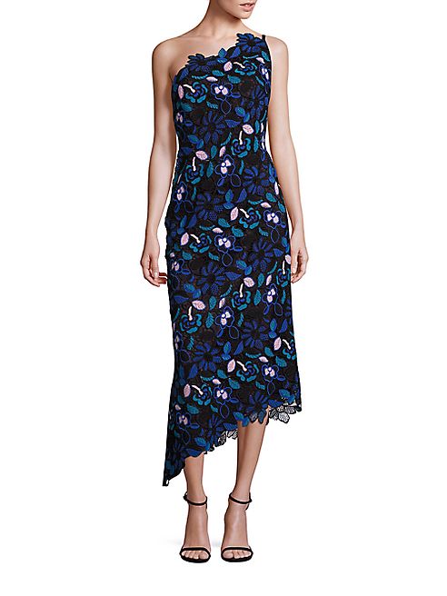 Laundry by Shelli Segal - PLATINUM One-Shoulder Floral Lace Dress