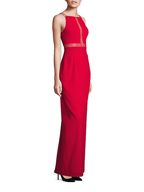 Aidan Mattox - Illusion Lace Insets Crepe Gown