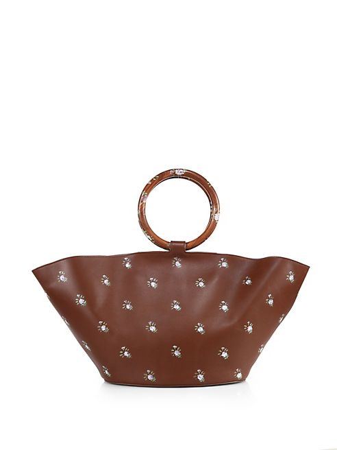 The Row - Handpainted Flower Leather Market Bag