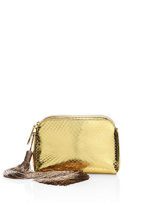 The Row - Mini Metallic Python Tassel Wristlet