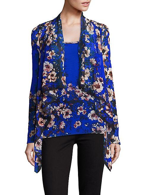 Fuzzi - Vintage Floral-Print Draped Cardigan