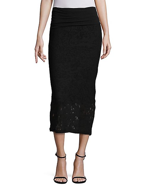 Fuzzi - Lace Bodycon Midi Skirt