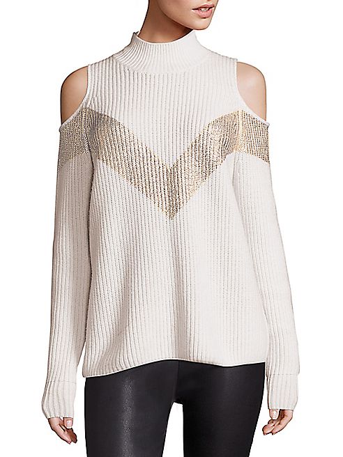 Zoë Jordan - Hawking Wool & Cashmere Chevron Cold-Shoulder Sweater