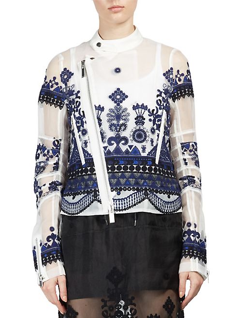 Sacai - Tribal Lace Blouson Moto Jacket