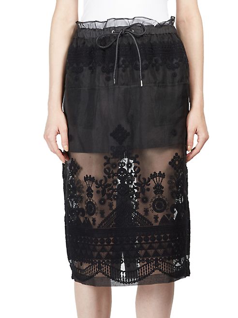 Sacai - Tribal Lace Drawstring Pencil Skirt