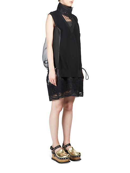 Sacai - Ribbed Tribal Lace Dress