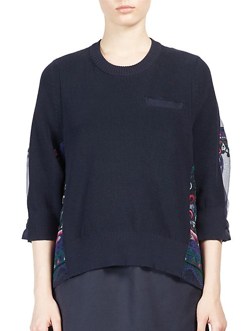 Sacai - Sheer Tribal Lace-Back Pullover