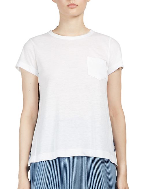 Sacai - Pleated Tribal Lace Back Tee