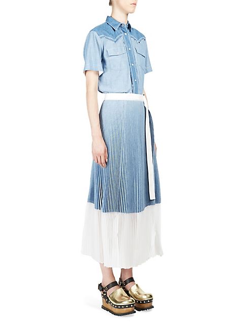 Sacai - Dungaree Pleated Dress