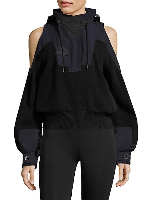 Sacai - Cotton Knit Cold-Shoulder Pullover