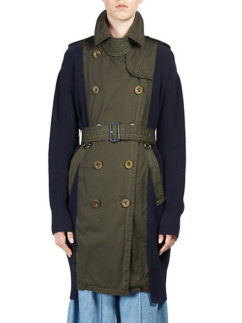 Sacai - Overdyed Cotton Knit Trench