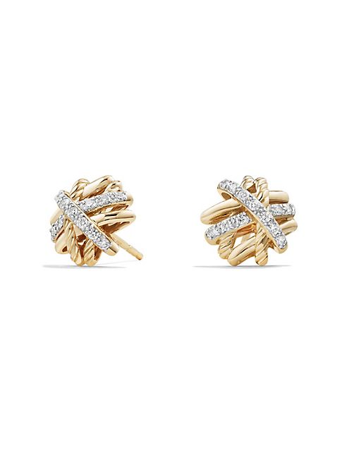 David Yurman - Crossover Earrings with Diamonds in 18K Gold