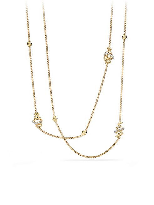 David Yurman - Crossover Station Necklace with Diamonds in 18K Gold