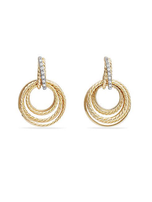 David Yurman - Crossover® Drop Earrings with Diamonds in 18k Yellow Gold