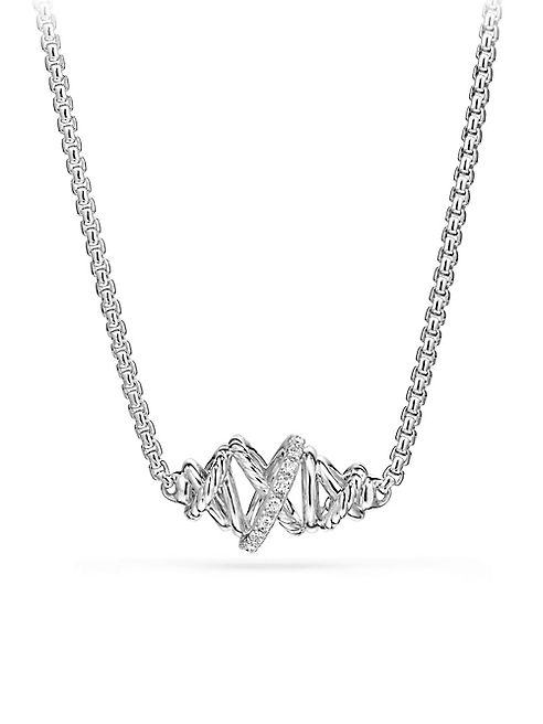 David Yurman - Crossover Single Station Necklace with Diamonds