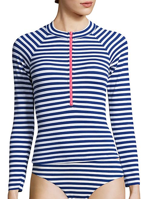 Shoshanna - Marine Striped Pique Rash Guard