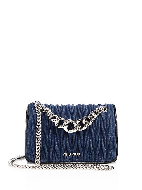 Miu Miu - Club Matelassé Denim Chain Shoulder Bag