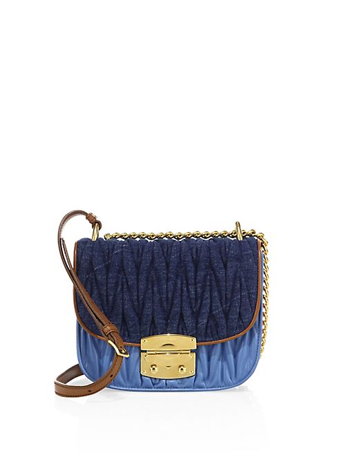 Miu Miu - Matelassé Denim & Leather Crossbody Bag