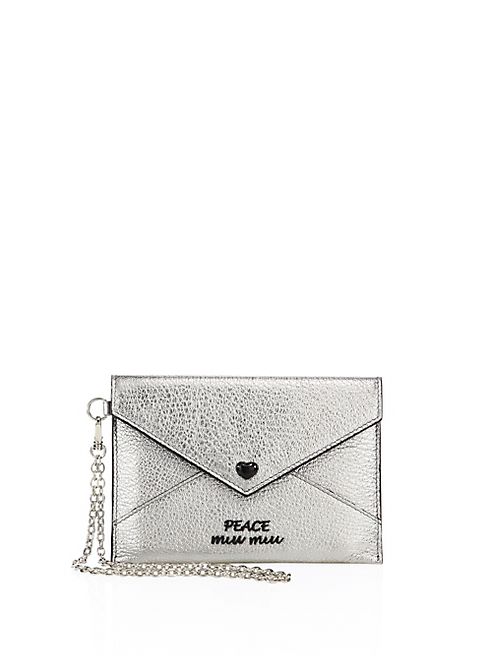 Miu Miu - Metallic Leather Peace Envelope Chain Pouch