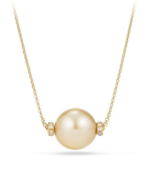 David Yurman - Solari 12MM Golden Pearl Necklace with Diamonds in 18K Gold