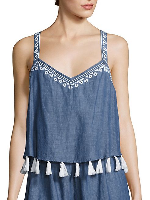 Shoshanna - Tassel Chambray Romper