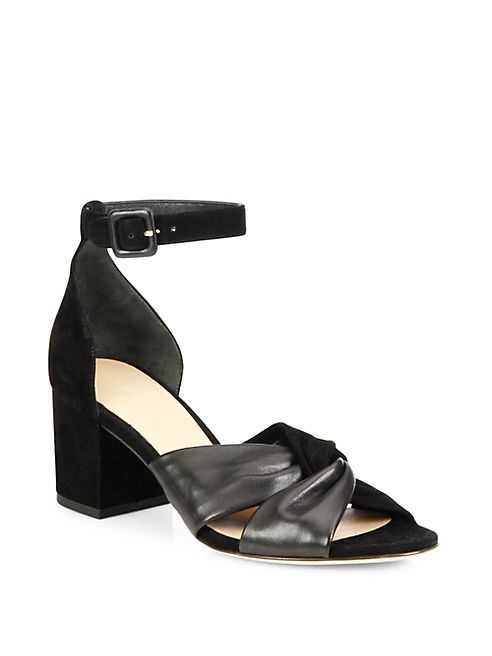 Diane von Furstenberg - Pasadena Leather & Suede Block Heel Sandals